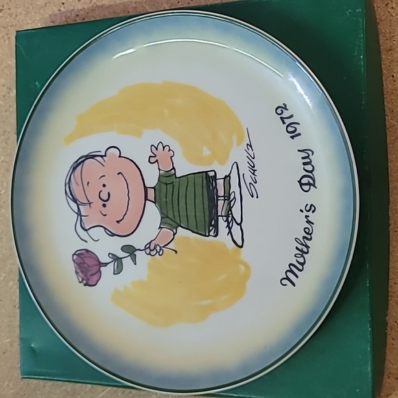 VINTAGE PEANUTS MOTHERS DAY PLATE LINUS - Picture 1 of 5